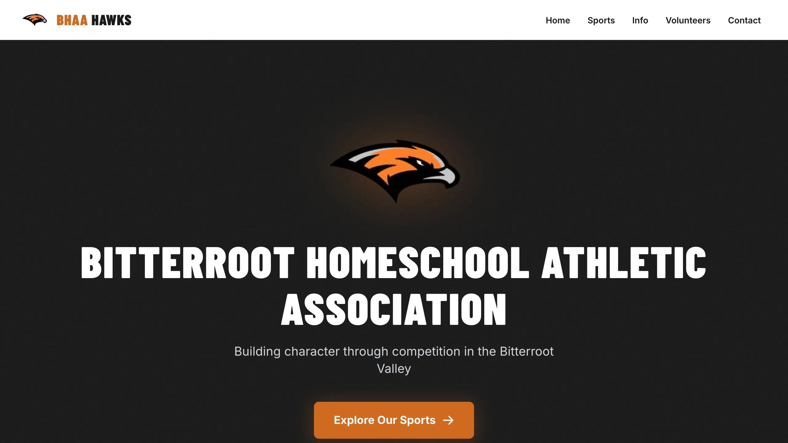 Screenshot of Bitterroot Homeschool Athletic Association